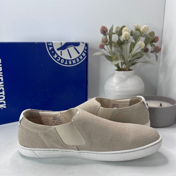 Birkenstock Barrie Slip On Shoes Sand Narrow Fit 1004549 Women 11/Men 9 Tried On - Picture 7 of 10